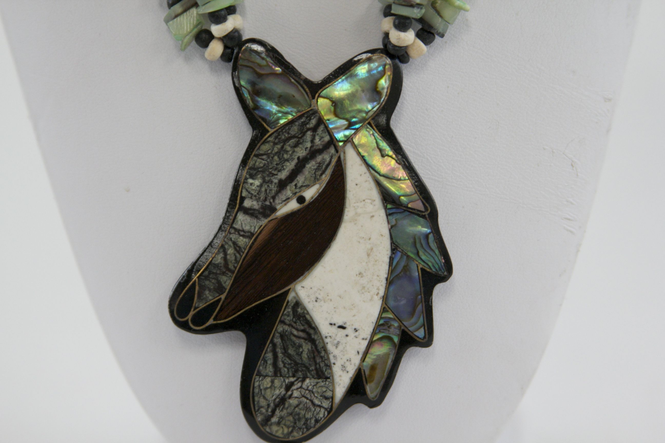 Artful Three-Strand Inlay Horse Motif Necklace and Earrings