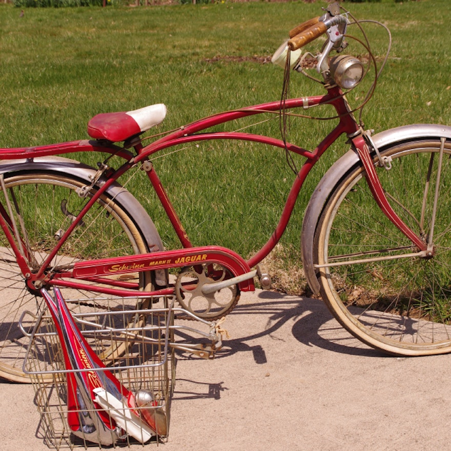 Vintage Red Schwinn Mark II Jaquar Bike