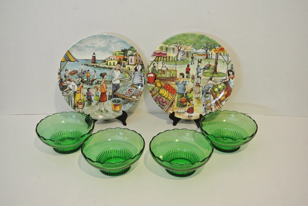 Brilliant Emerald Green Bowls and Decorative Plates