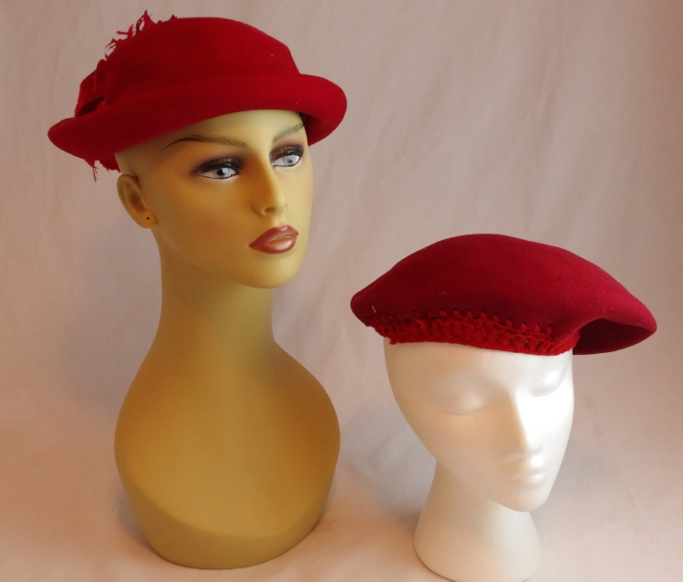 Vintage Red Dresses, Coat, and Hats