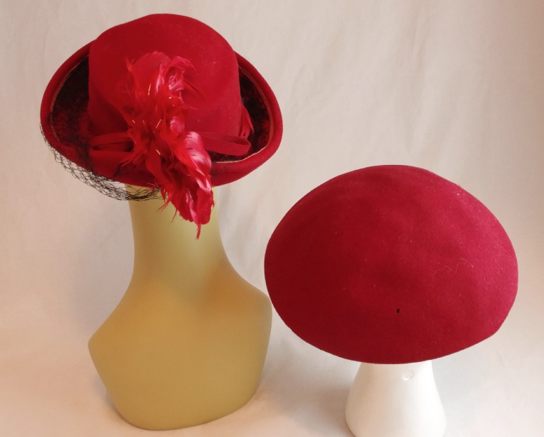 Vintage Red Dresses, Coat, and Hats