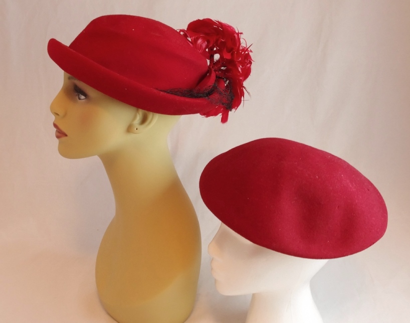 Vintage Red Dresses, Coat, and Hats