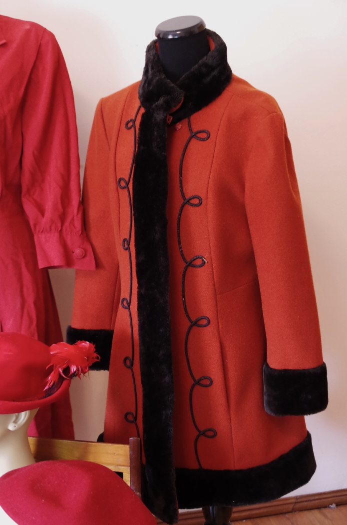 Vintage Red Dresses, Coat, and Hats
