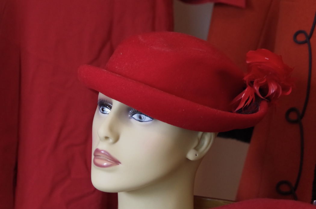 Vintage Red Dresses, Coat, and Hats