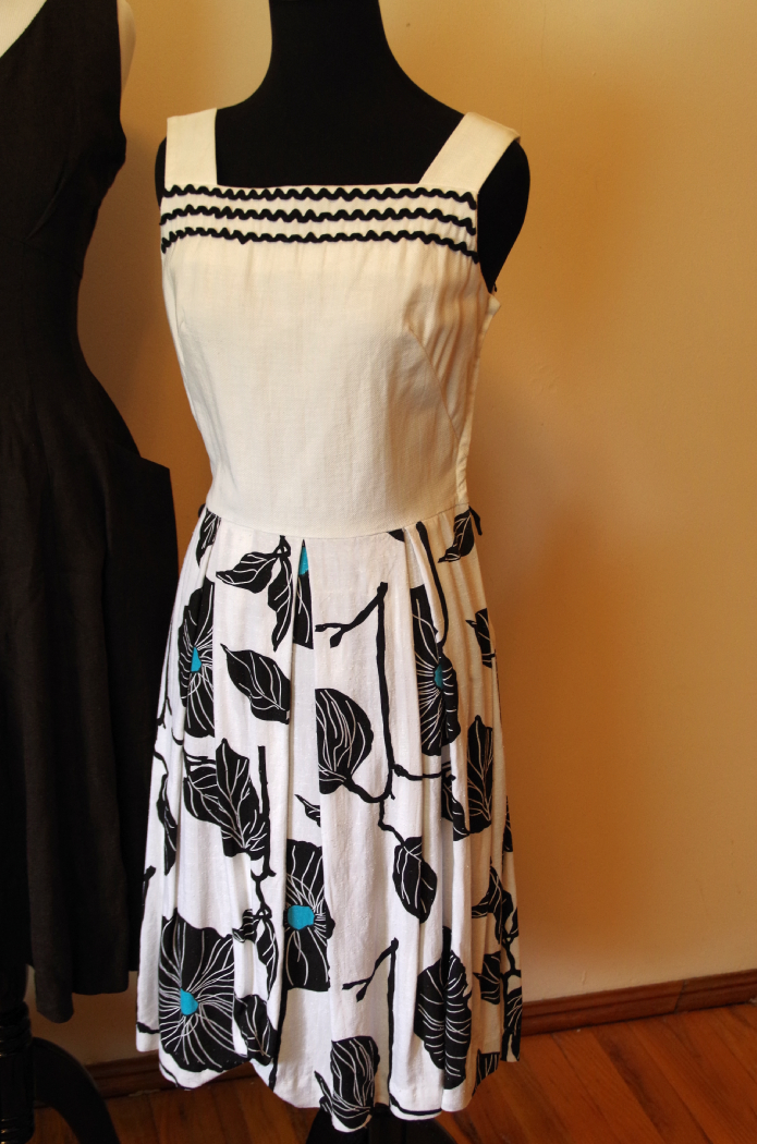 Three Vintage Dresses in Black and White