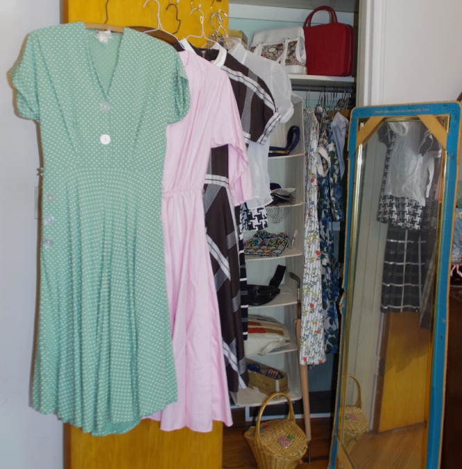 Collection of Vintage Clothing, with Closet Orgainzers