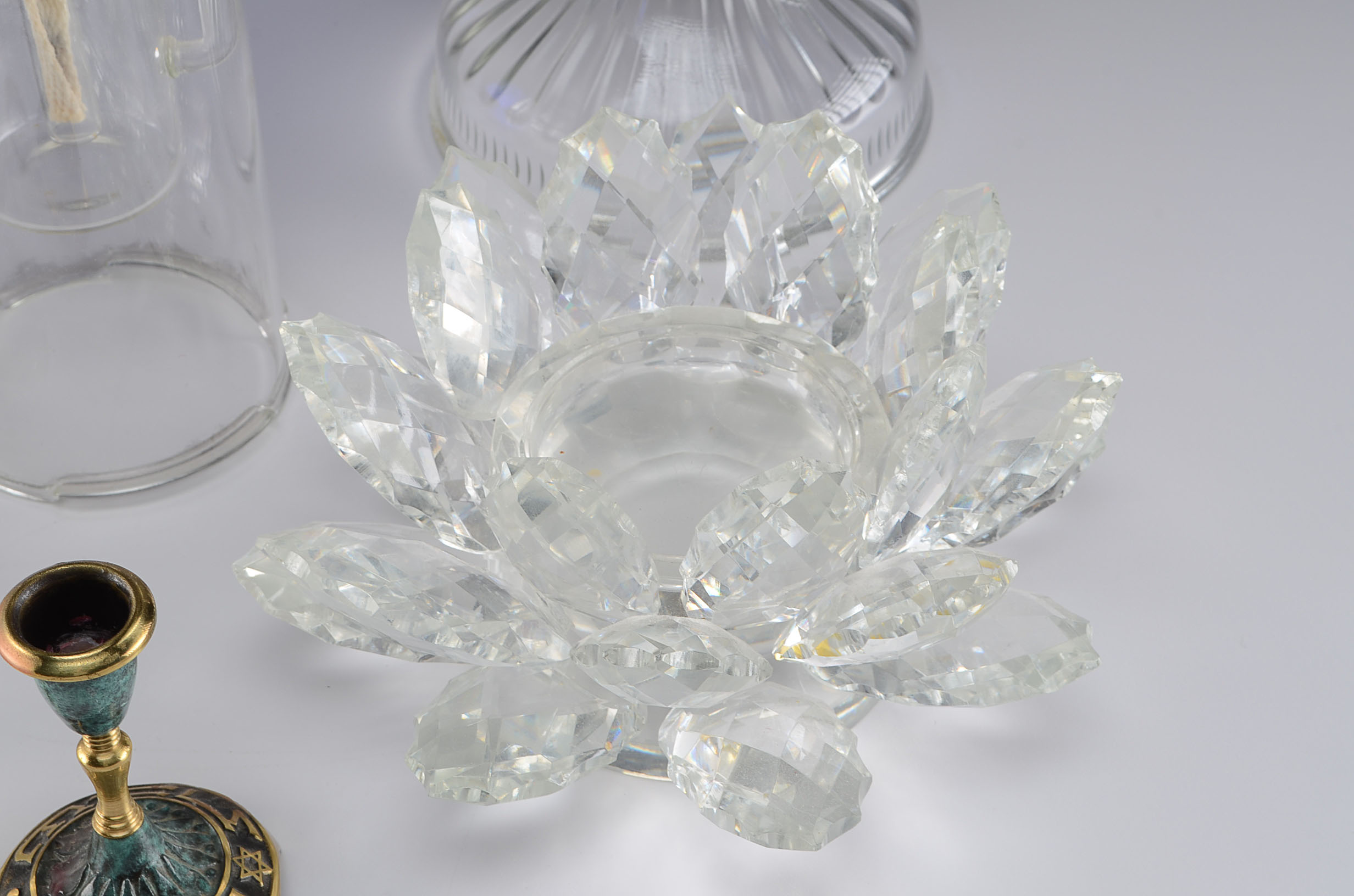 Grouping of Glass Candles and Glass Shades