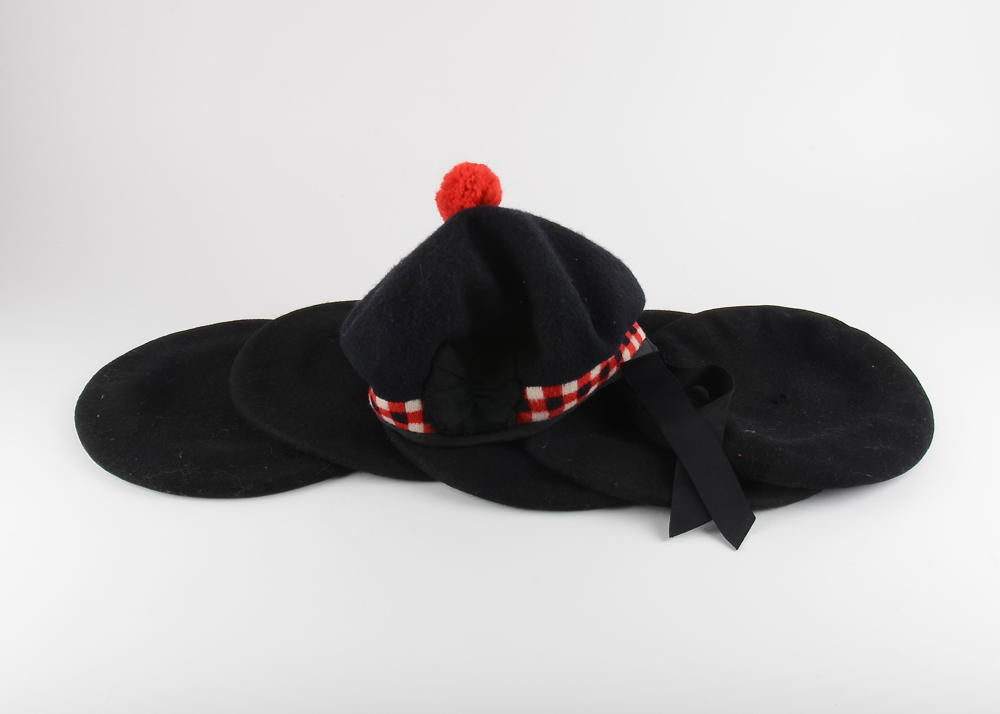 Six Black Beret Style Hats