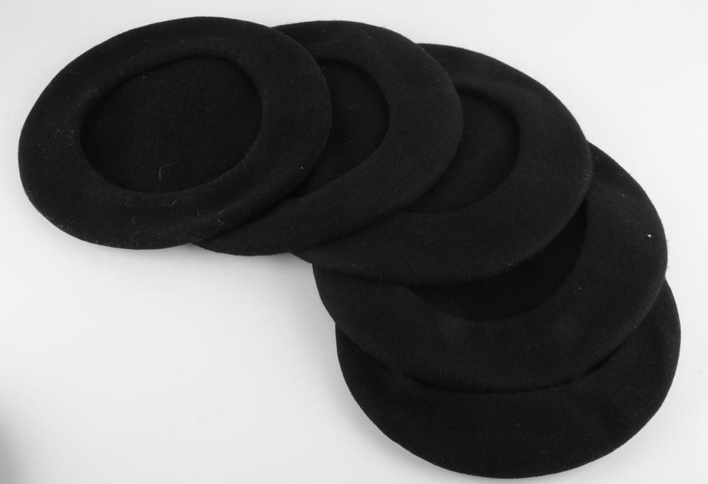 Six Black Beret Style Hats