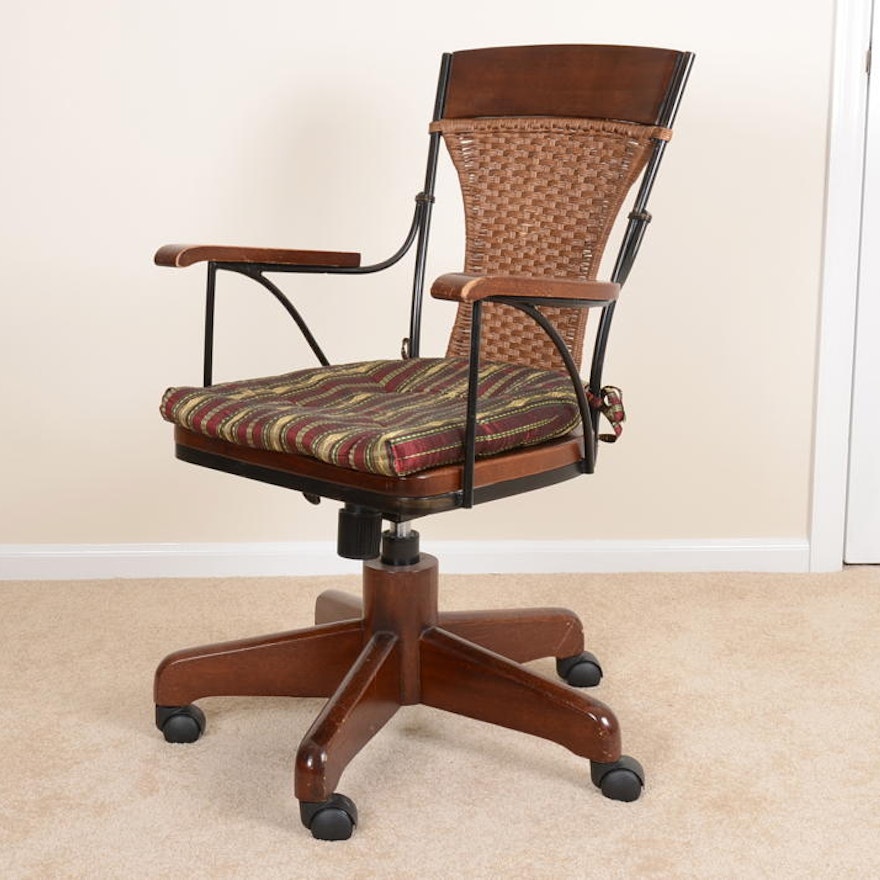 Pier One Wood and Wicker Office Chair