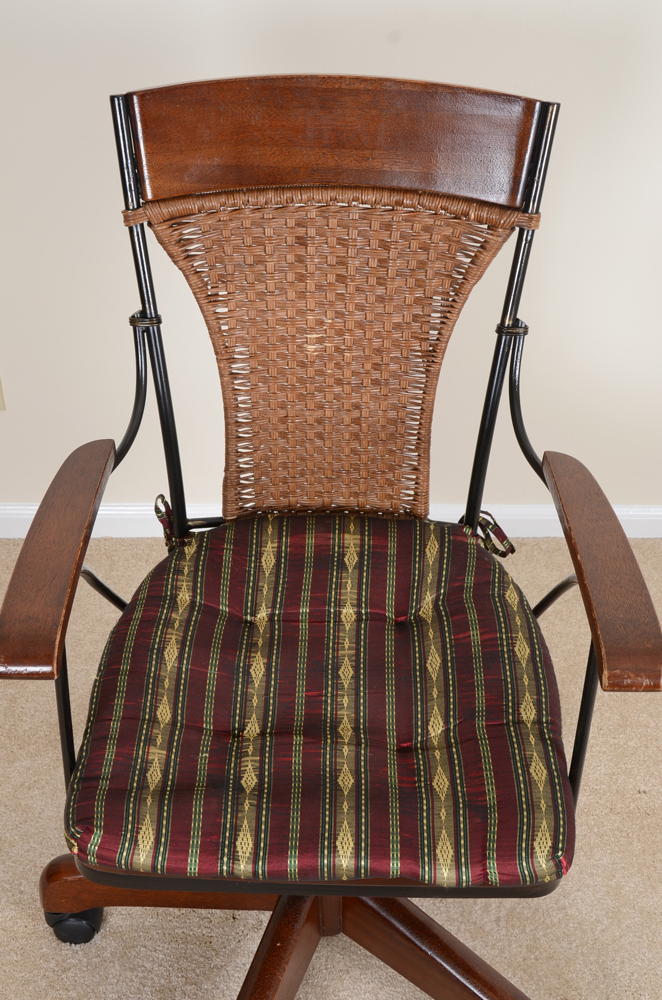 Pier One Wood and Wicker Office Chair