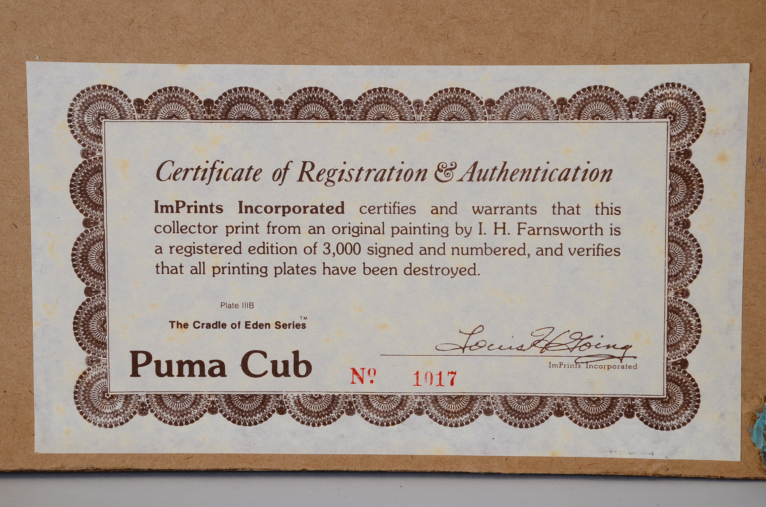 I. H. Farnsworth Signed and Numbered Animal Artwork Prints