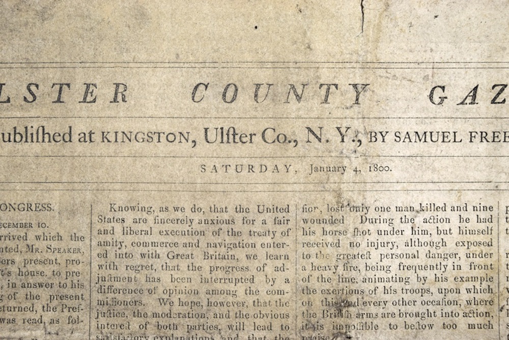 1850s Reproduction of the Jan. 4th, 1800 "Ulster County Gazette" 