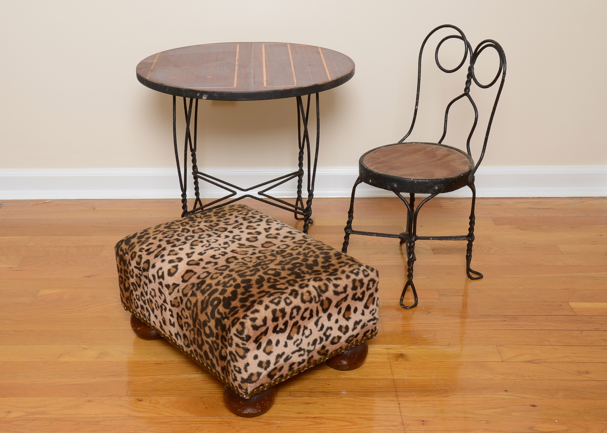 Antique Child's Ice Cream Table and Chair 