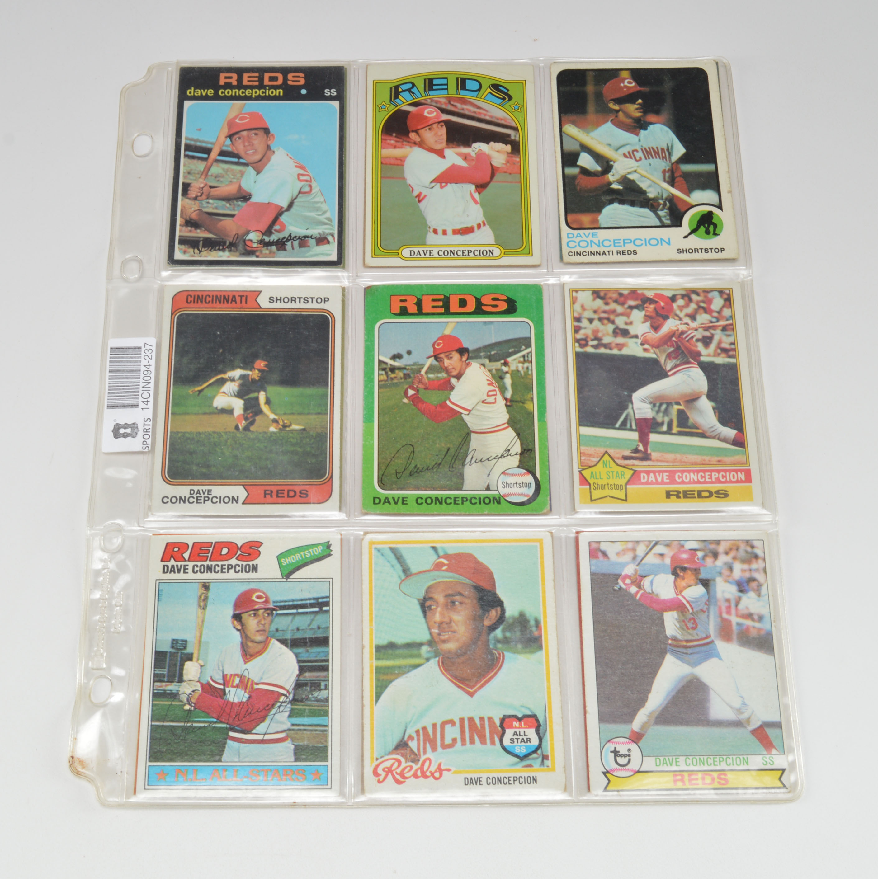 Dave Concepcion Cincinnati Reds Vintage Baseball Card Lot
