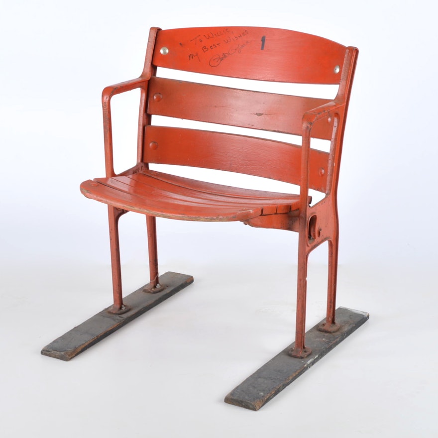 Pete Rose Signed Crosley Field Seat