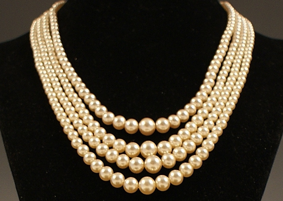 Three Vintage Multi Strand Faux Pearl Necklaces