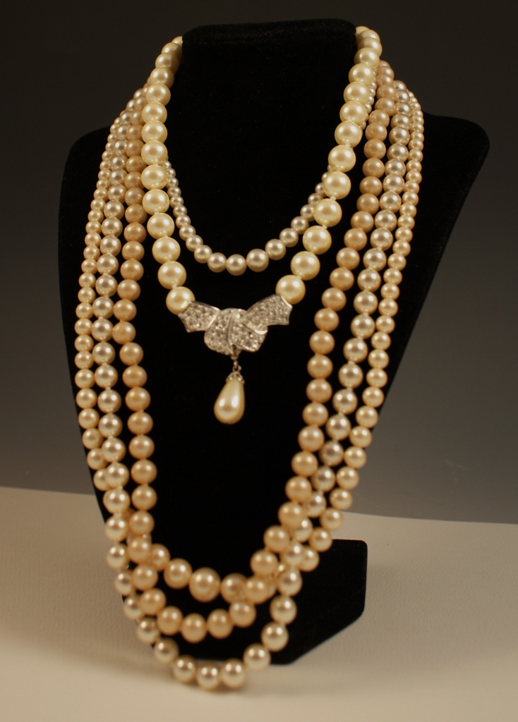 Five Vintage Faux Pearl Necklaces