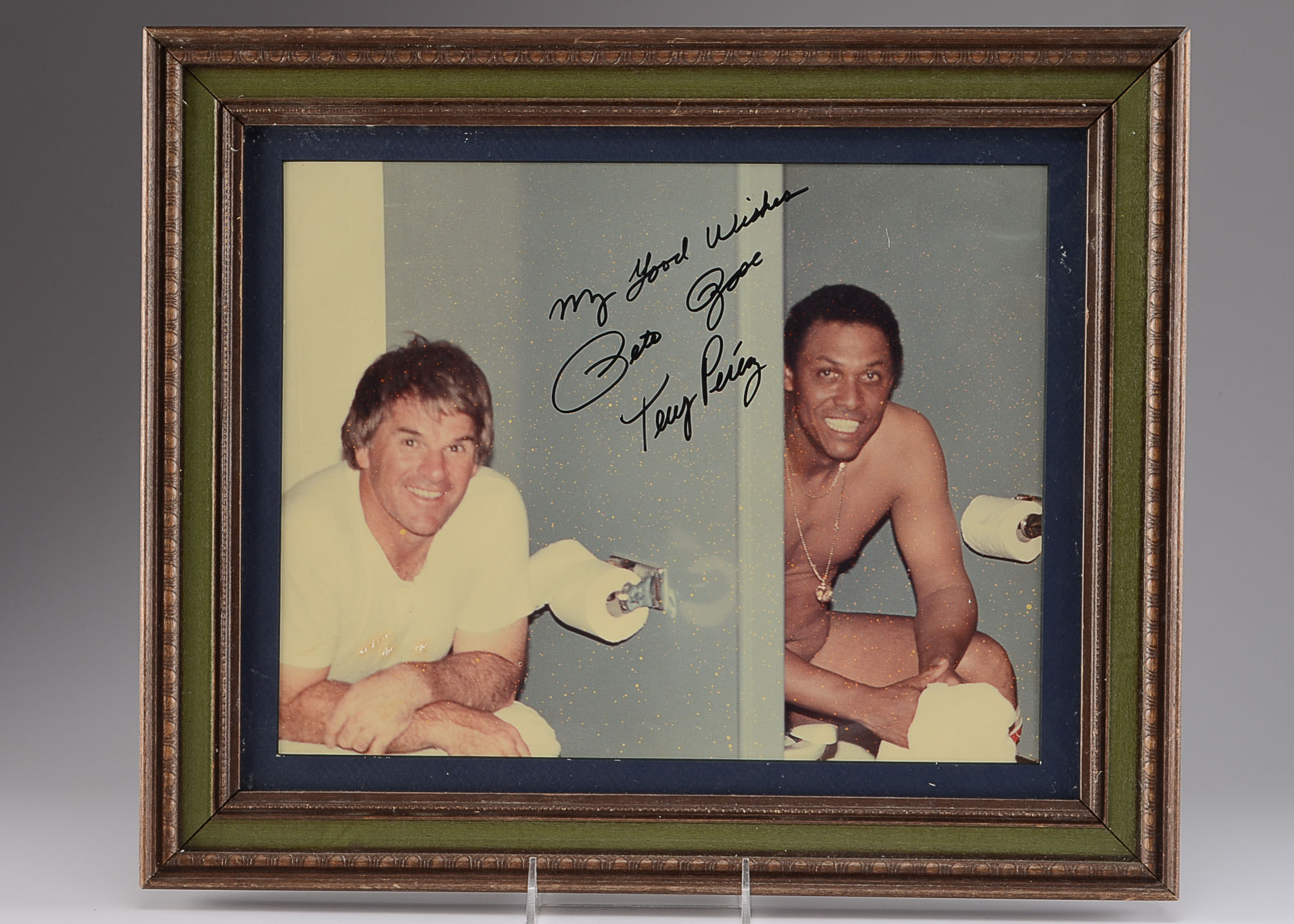 Pete Rose and Tony Perez Signed Bathroom Scene
