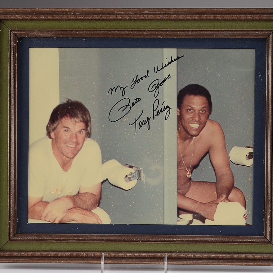 Pete Rose and Tony Perez Signed Bathroom Scene