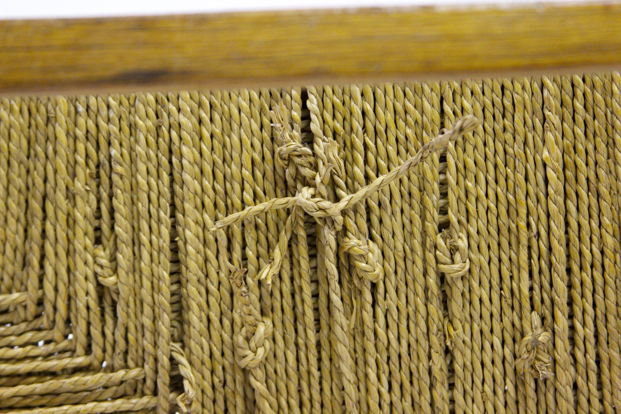 Vintage Rope Weave Stool with Oak Frame