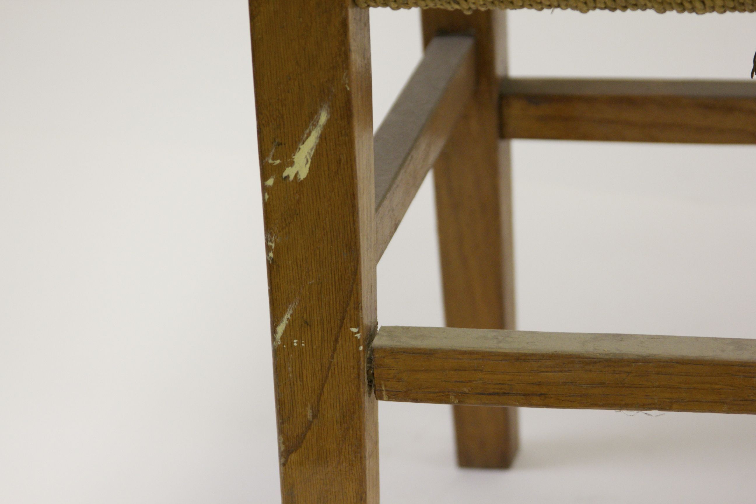 Vintage Rope Weave Stool with Oak Frame