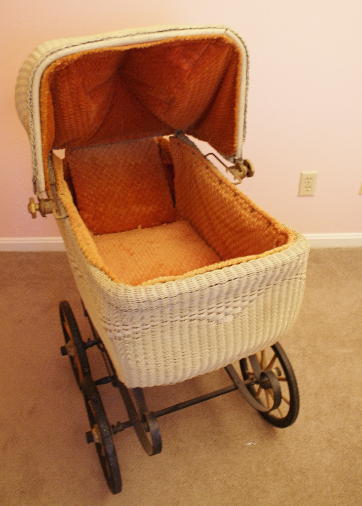Vintage Wicker Baby Buggy 