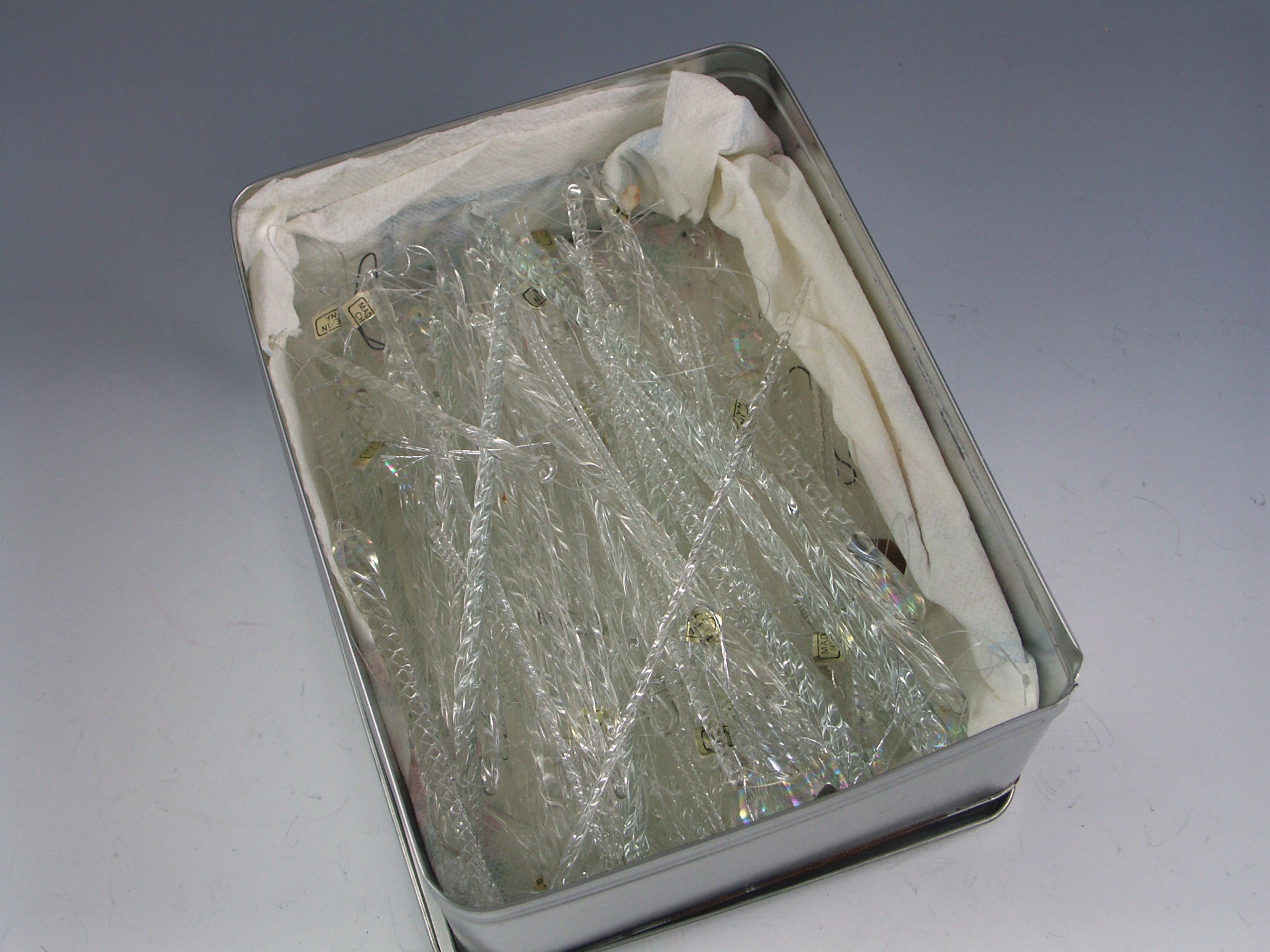 Tin of Glass Christmas Tree Icicles