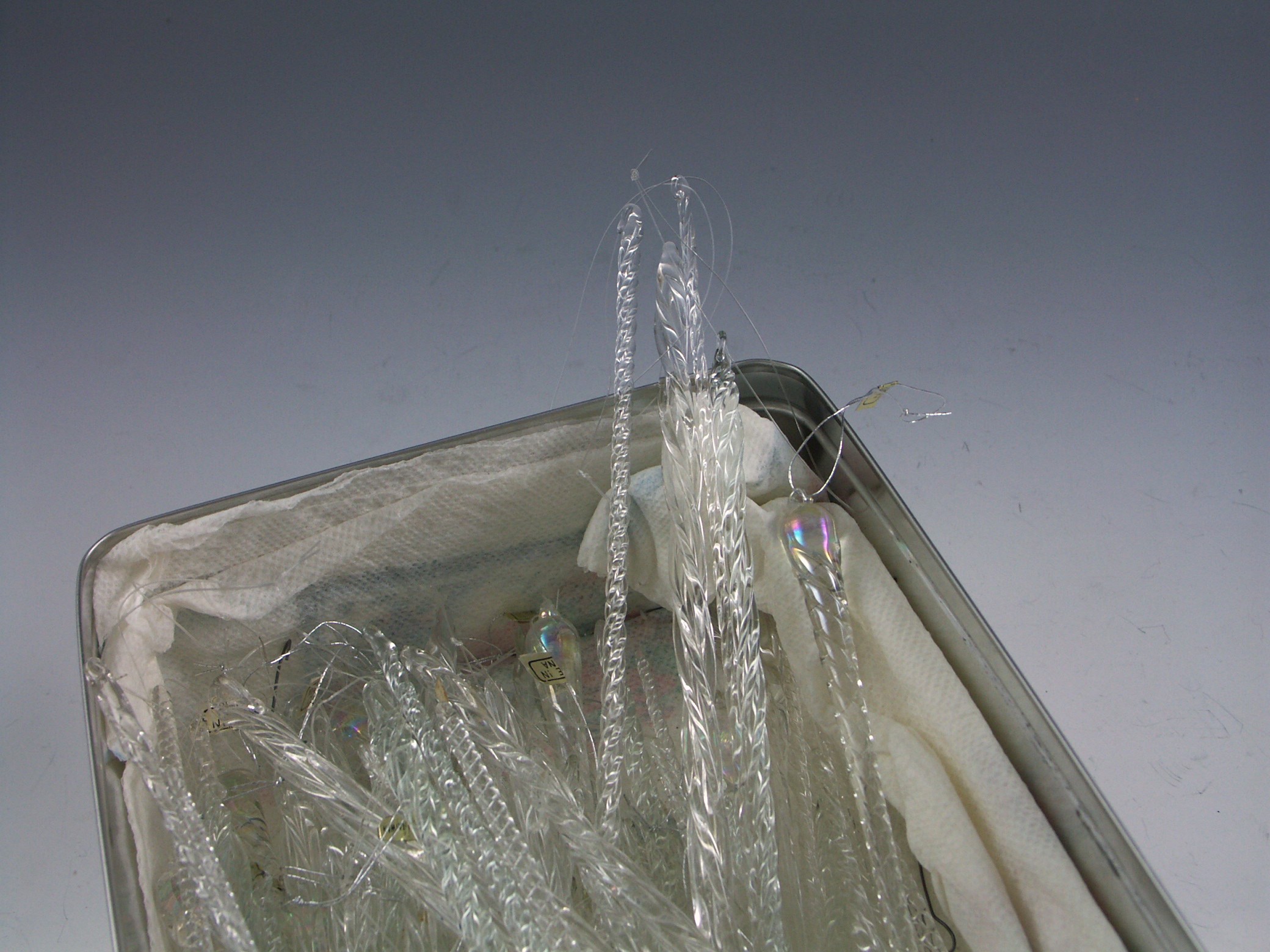 Tin of Glass Christmas Tree Icicles