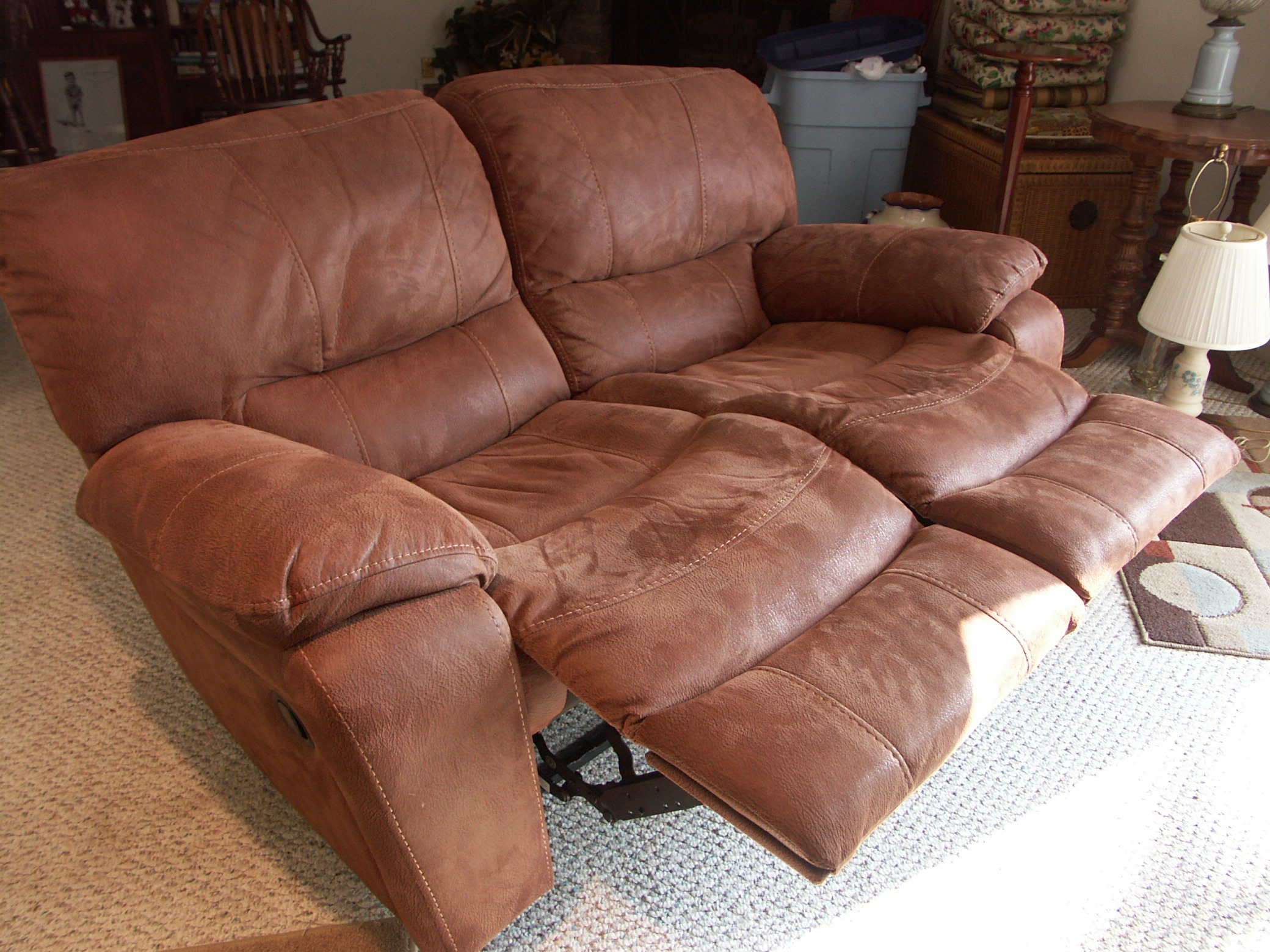 Microfiber "Leather Look" Reclining Flexsteel Loveseat