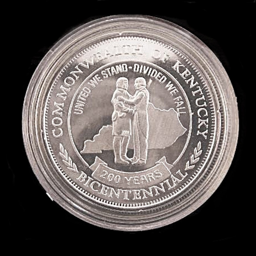 Pure .999 Silver Kentucky Bicentennial One-Ounce Coin