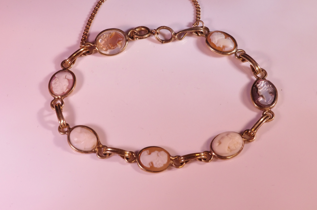 Antique Cameo Bracelet in Gold Filled Setting