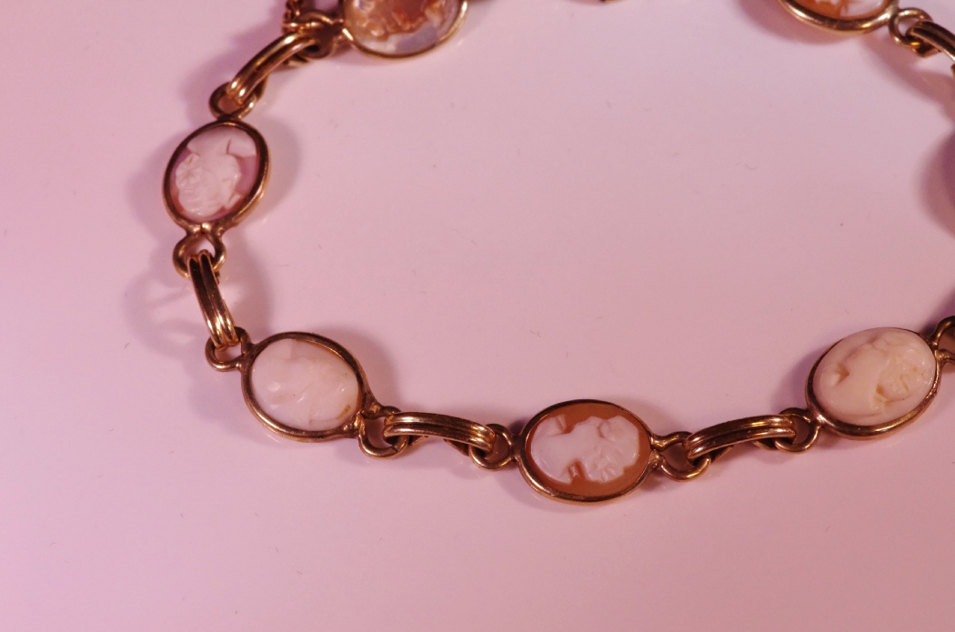 Antique Cameo Bracelet in Gold Filled Setting