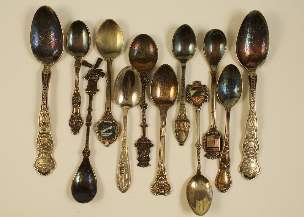 Ten Vintage Silver Plated Tourist Spoons
