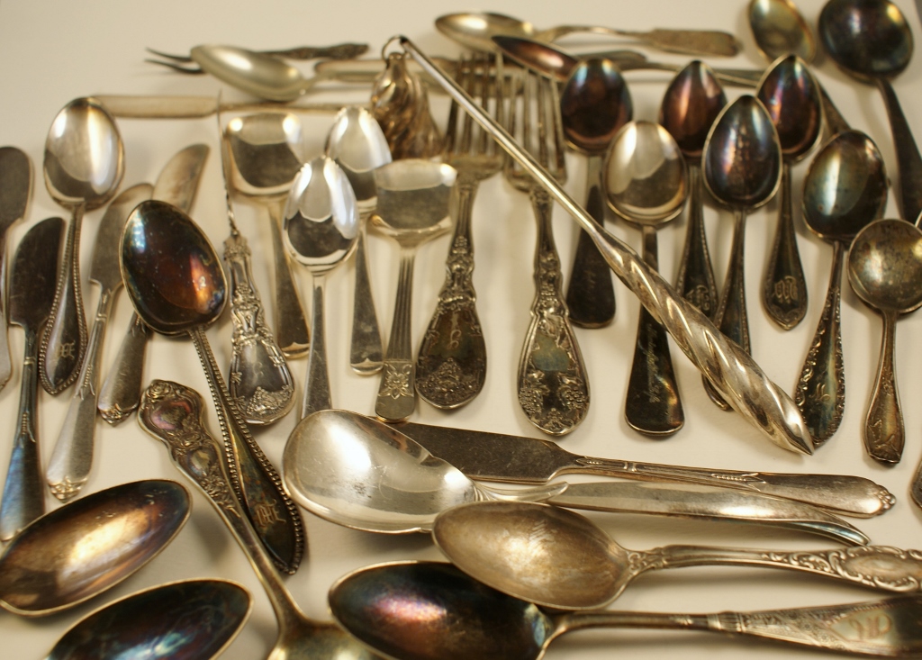 Large Lot of 40 Pieces Silver Plated Cutlery 