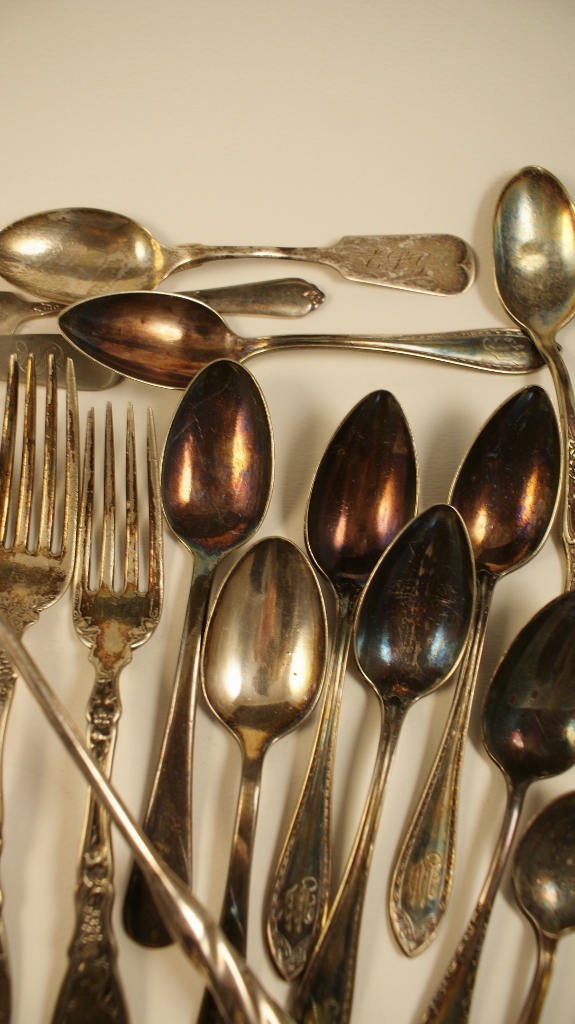 Large Lot of 40 Pieces Silver Plated Cutlery 