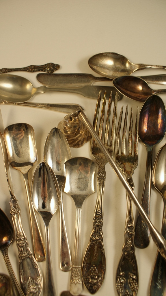 Large Lot of 40 Pieces Silver Plated Cutlery 