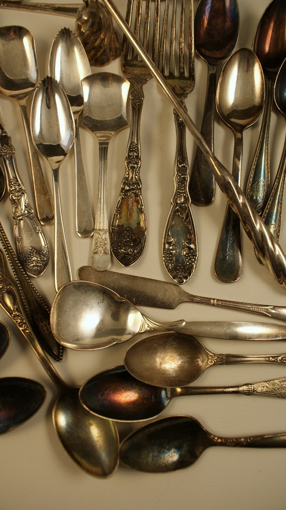 Large Lot of 40 Pieces Silver Plated Cutlery 