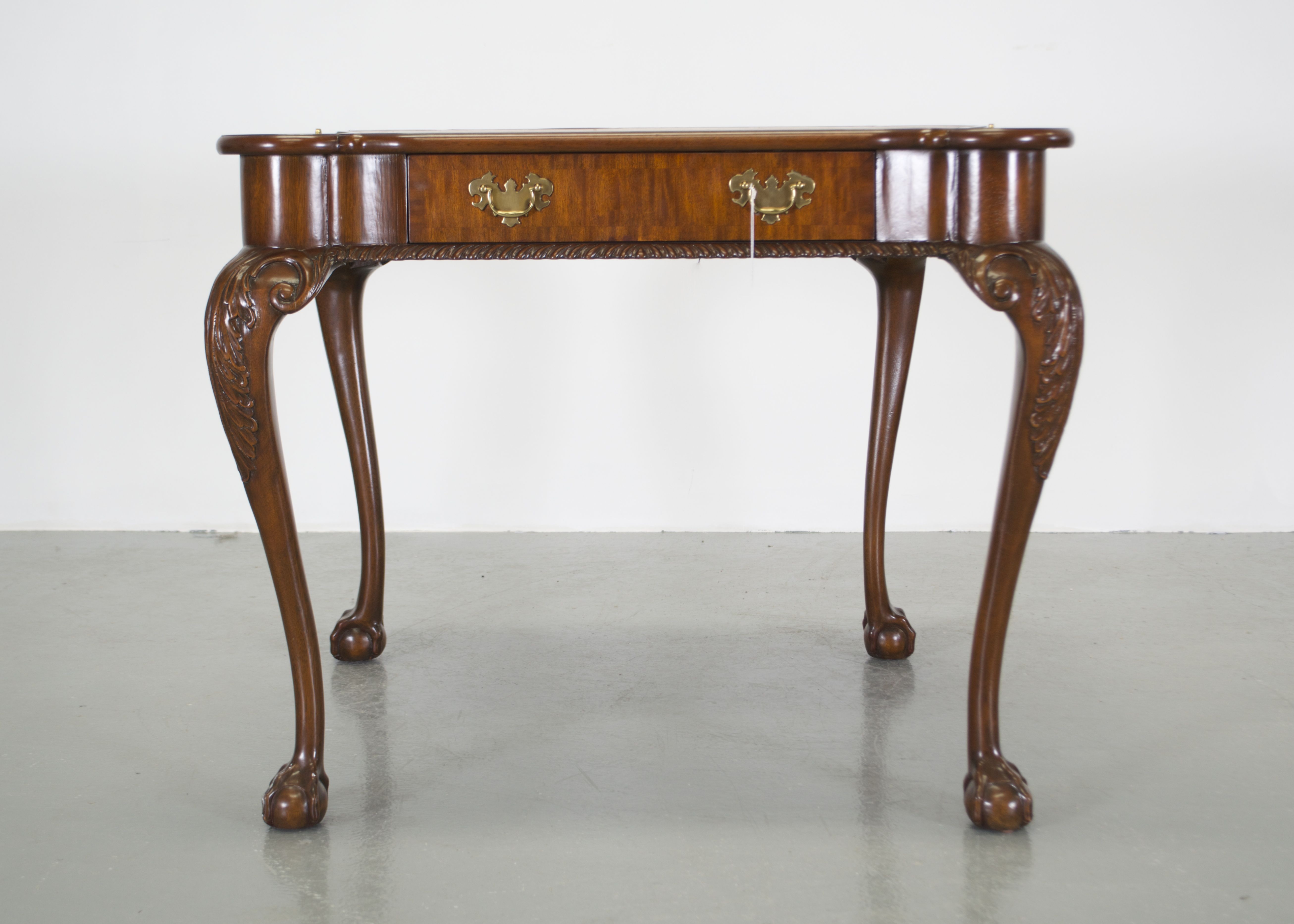 Maitland-Smith Mahogany & Leather Game Table