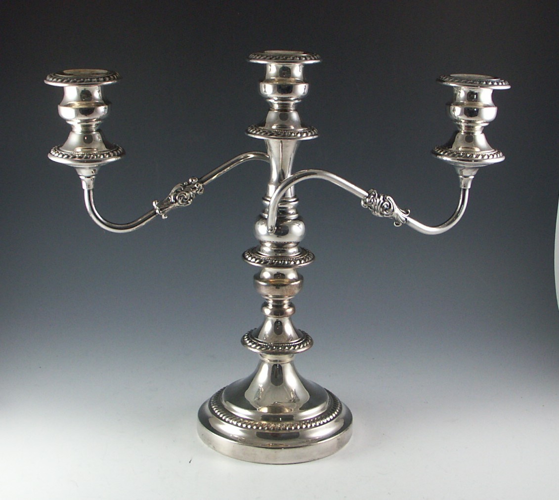Pair of Ornate Silver Plate Candelabras 