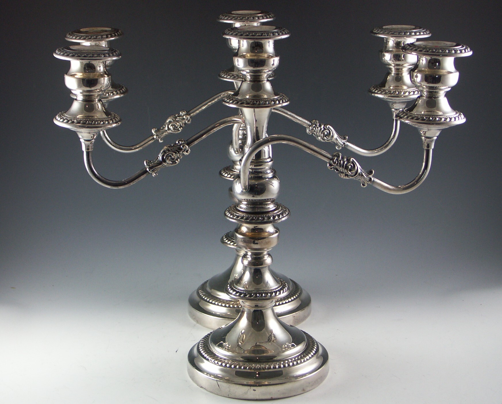 Pair of Ornate Silver Plate Candelabras 