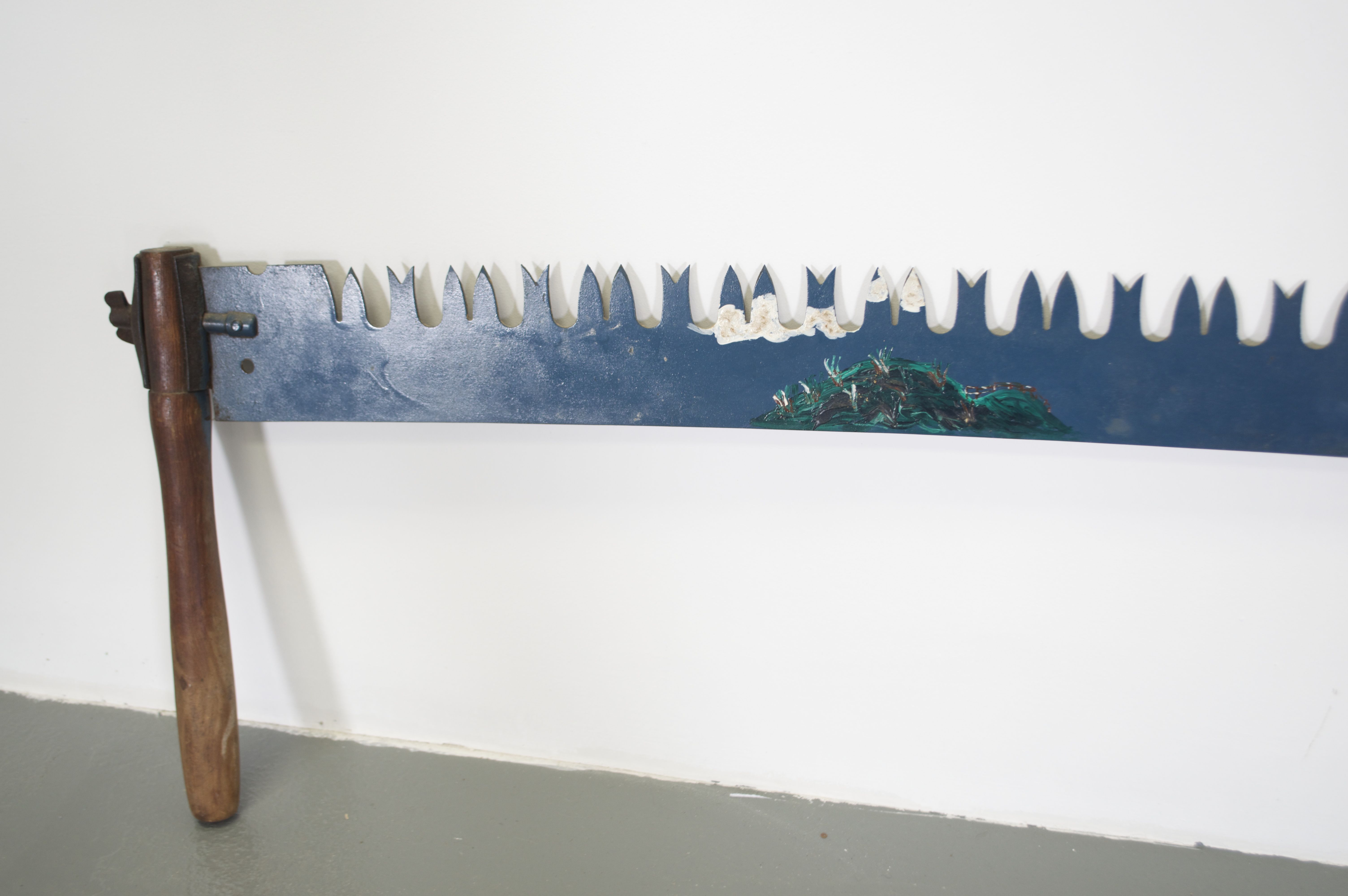 Hand-Painted Vintage Two-Man Crosscut Saw