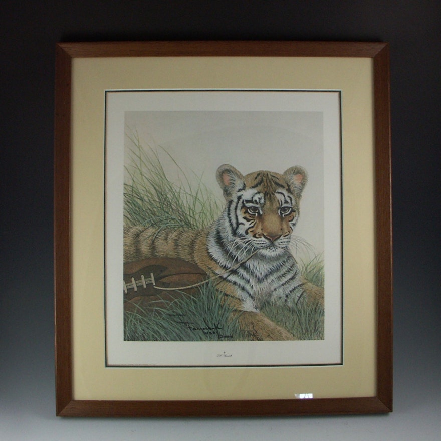 I.H. Farnsworth Framed Bengal Tiger Cub L/E Print