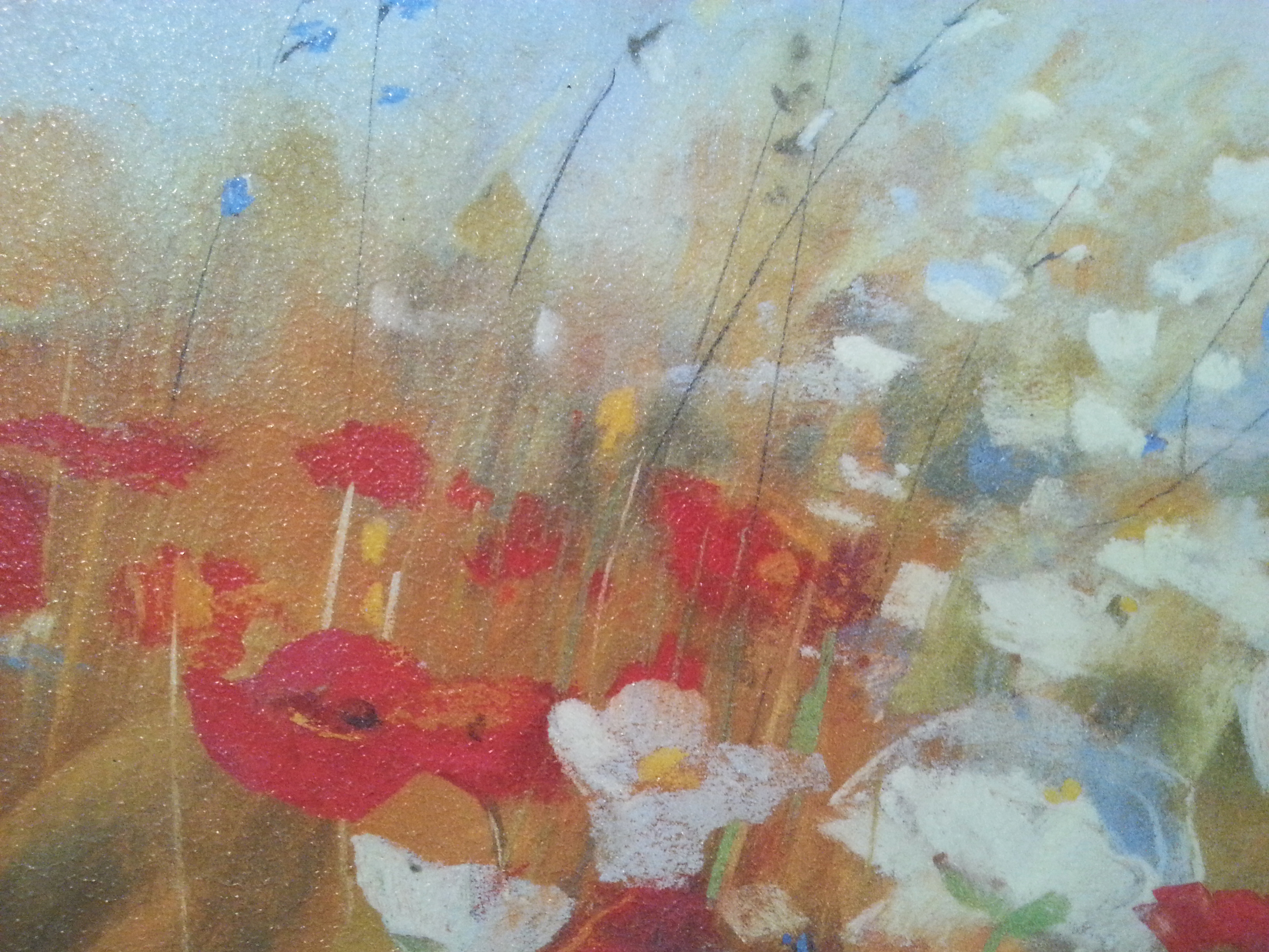 Framed Carol Rowan "Poppies and Larkspur I" Art Print