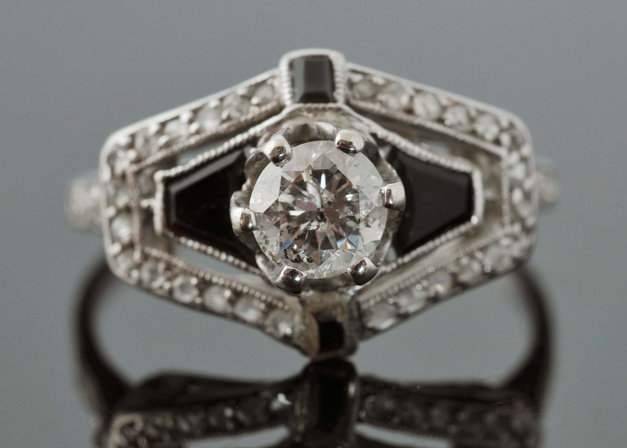 Striking Early 20th Century Art Deco Diamond Ring