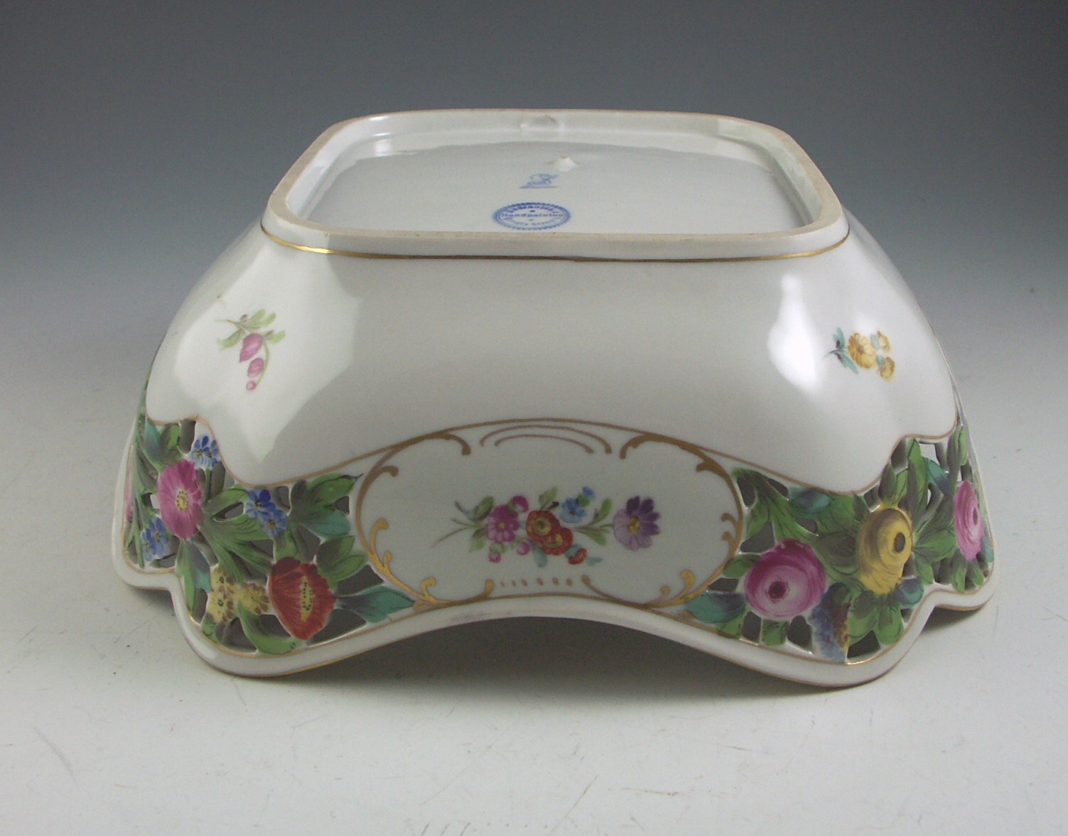 Hand Painted Reticulated Dresden Bowl
