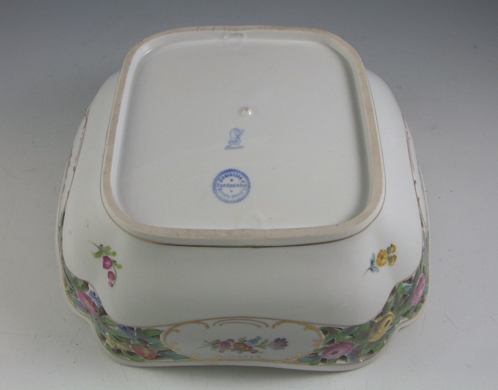 Hand Painted Reticulated Dresden Bowl