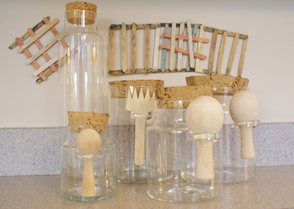 Vintage 1970's Kitchen Chemistry Blown Glass Jars