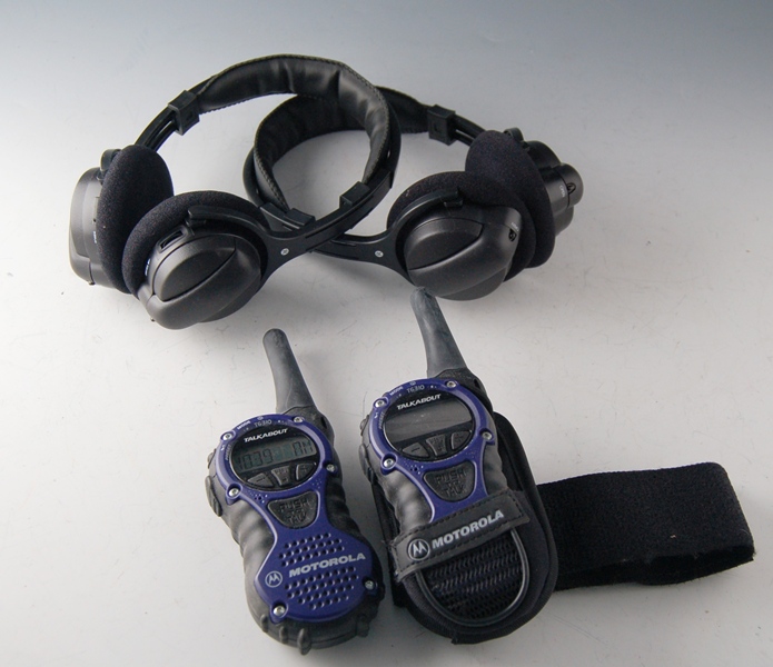 Motorola Talkabout Two Way Radio and Sound Muffling Head Sets