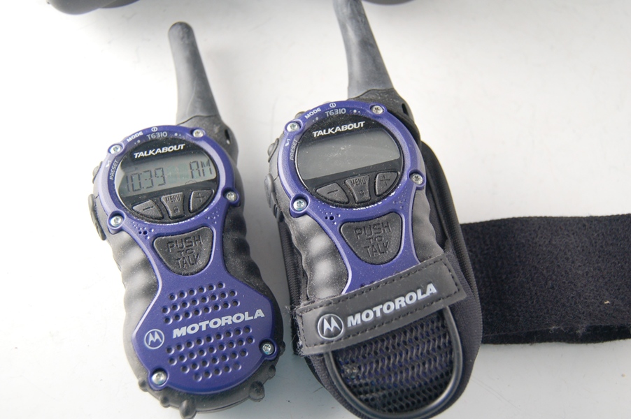 Motorola Talkabout Two Way Radio and Sound Muffling Head Sets